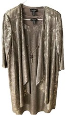 R M Richard  s 2Pc Sleeveless Dress  Waterfall Jacket 20W Taupe NWT