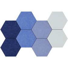 Hexagon Felt Bulletin Board Tiles 8 Pack Self Adhesive Pin Board Blue Series