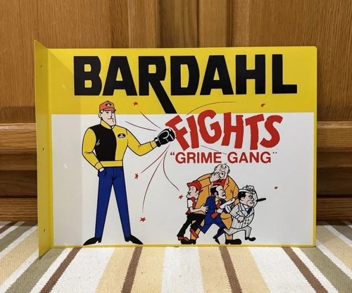 Bardahl Flange Sign Fights Grime Gang Double Sided Vintage Style Wall Decor