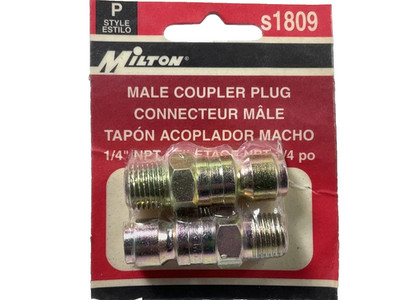 Milton S1809 Compression Coupler Plug, P-Style, Male, 1/4-In - 2 Pack