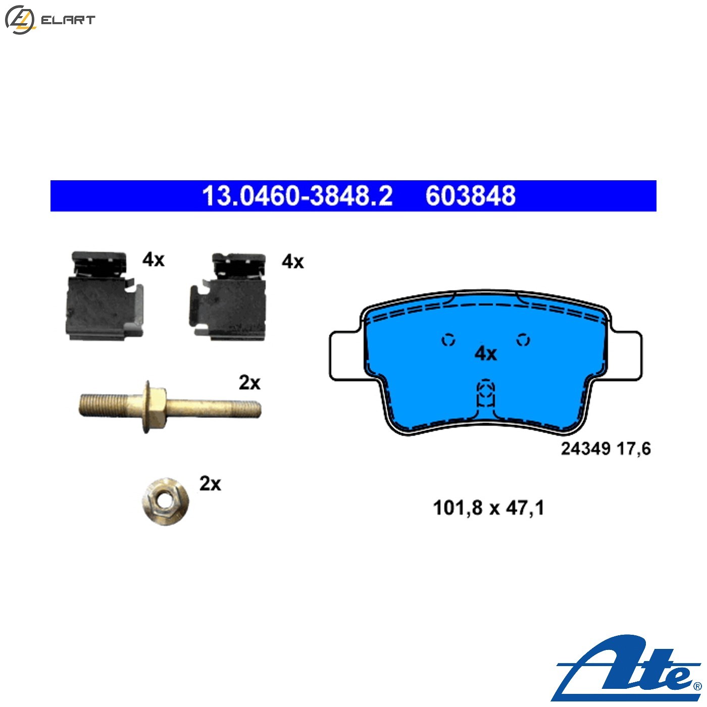 BRAKE PAD SET DISC BRAKE 13.0460-3848.2 FOR VAUXHALL CORSA/Mk/III OPEL 4cyl 1.4L