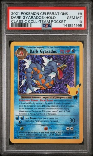 PSA 10 DARK GYARADOS HOLO 8 CELEBRATIONS POKEMON BM