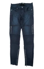 Paige Jeans - Demi Skinny Moto Dark Blue Skinny Jeans with Zippers (Size 26)