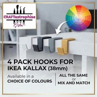 Multipack of 4 Ikea Kallax TOP SHELF Hooks, Shelf Hanger, No-Drill