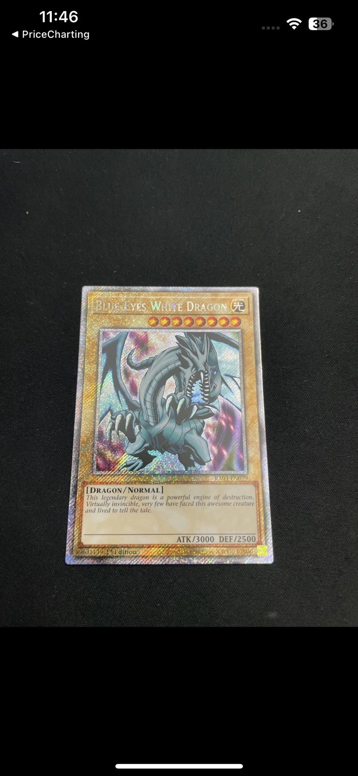 Blue-Eyes White Dragon Platinum Secret Rare 1st Edition RA03-EN079