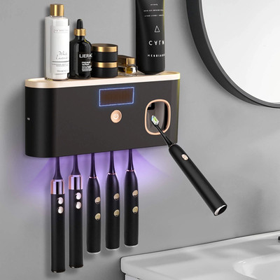 Toothbrush Holders for Bathrooms, UV Toothbrush Sanitizer Wall Mounted with Toot