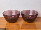 2 Pyrex 7401-S Amethyst Purple Ribbed Mixing Bowls 3 Cup Each Sculpted USA