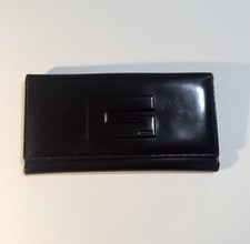 Cartera larga tarjetero Gucci charol marrón oscuro