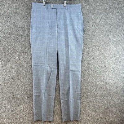 NWT Michael Kors Men's Pants Size 36X32 Blue Plaid Classic Fit Mid Rise Straight