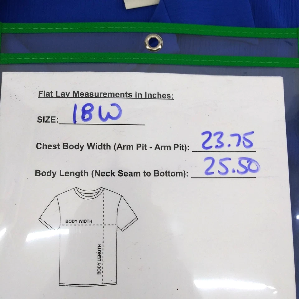 Basic Editions Blouse Women Size 18W Blue Collared Short Sleeve Button Up Top - Image 4 of 4