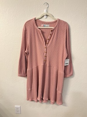 Free People Beach Blossom Button-Up T-Shirt Dress NWT Love in The Mist Size S