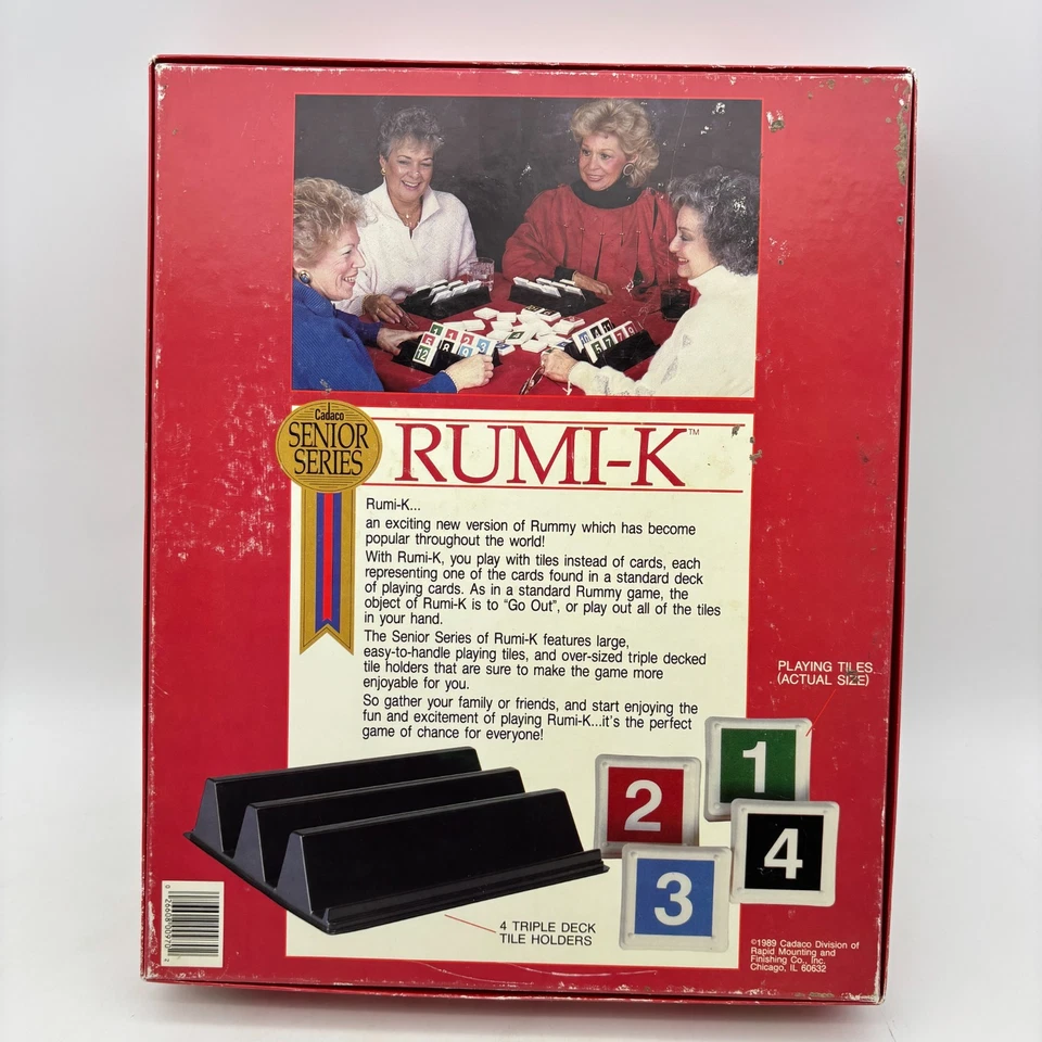 VINTAGE Rumi K Senior Series COMPLETE Cadaco 1989 Large Tiles Trays Rumikub - Image 2 of 4