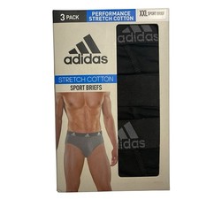 Adidas Men  s 3-Pack Stretch Cotton Sport Briefs Underwear XXL 44-46 Black