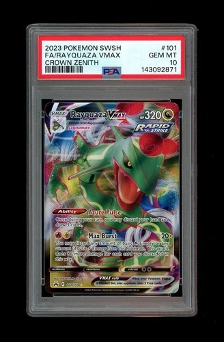 2023 Pokemon CROWN ZENITH FULL ART RAYQUAZA VMAX HOLO 101/159! PSA 10 GEM MINT!