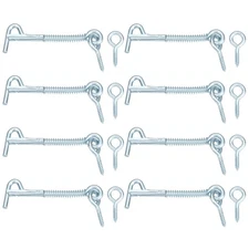 8Pcs 3" Cabin Hook Eye Latch Zinc-Plated Carbon Steel Spring Latch Blue