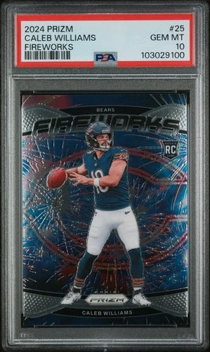 Caleb Williams Rookie Card #25 2024 Panini Prizm Fireworks PSA 10
