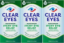 Clear Eyes Maximum Itchy Eye Relief Eye Drops, 0.5 Fl Oz (Pack of 3)