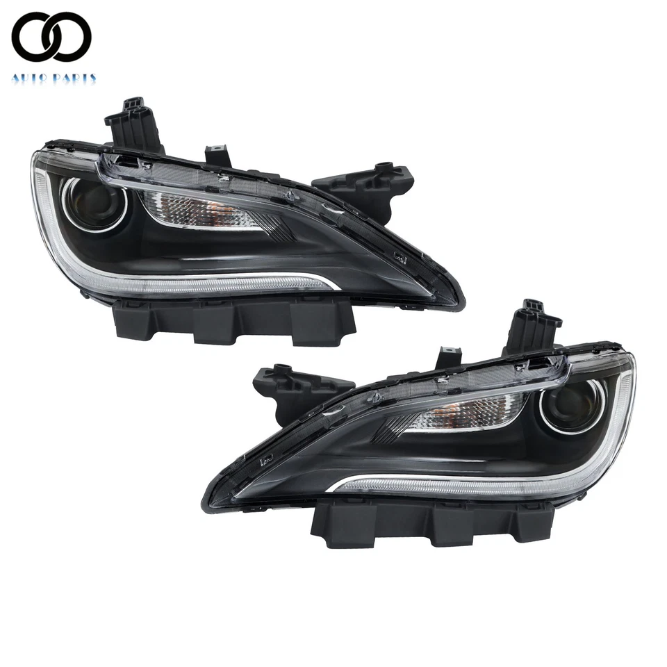 For Chrysler 200 2015-2017 Headlights Left+Right Side Black W/LED DRL Halogen - Изображение 3 из 4