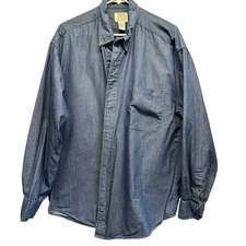 Field Gear FG Vintage 100% Cotton Mens Button Up Size Large Denim Chambray