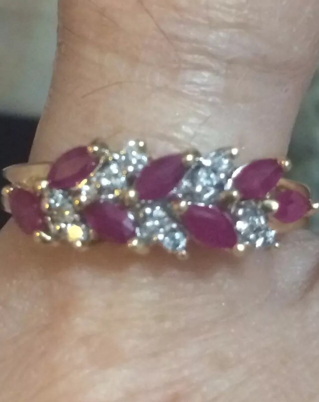 Solid 14k Ruby and Diamond Ring Sizable 7 - image 2