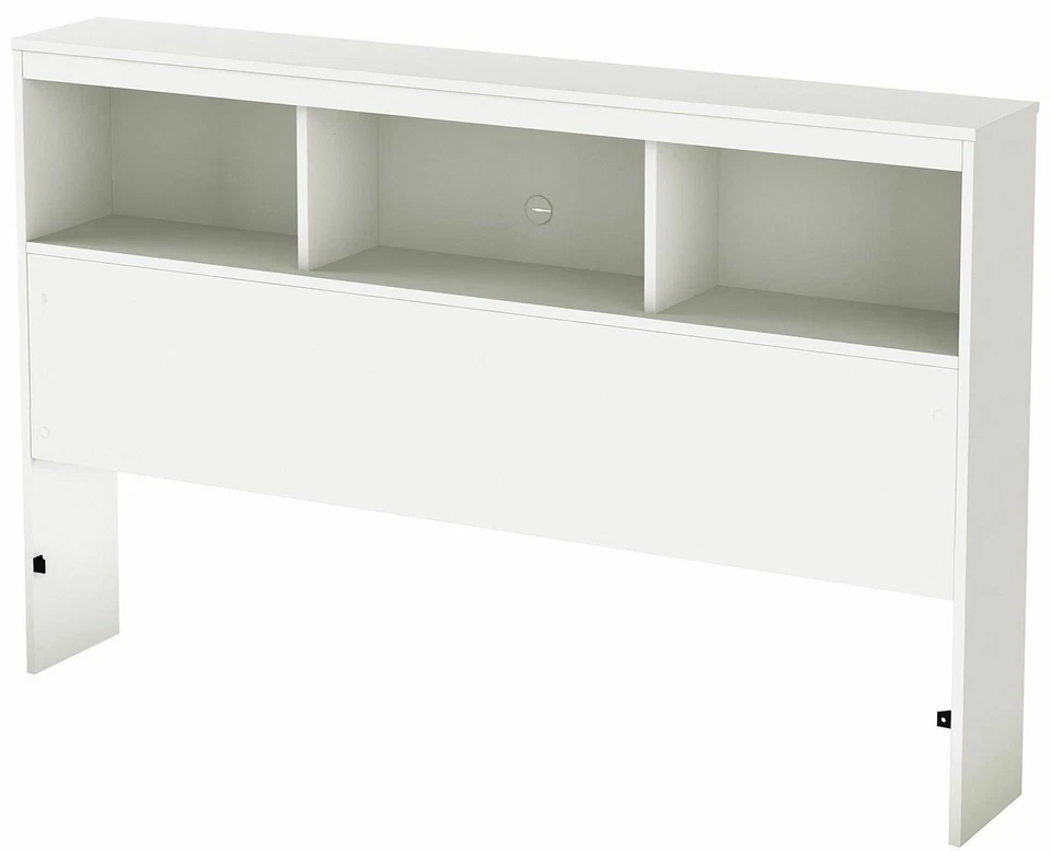 White Wooden Twin Full Size Bookcase Headboard Storage Shelves Bedroom Furniture - Image 4 of 4