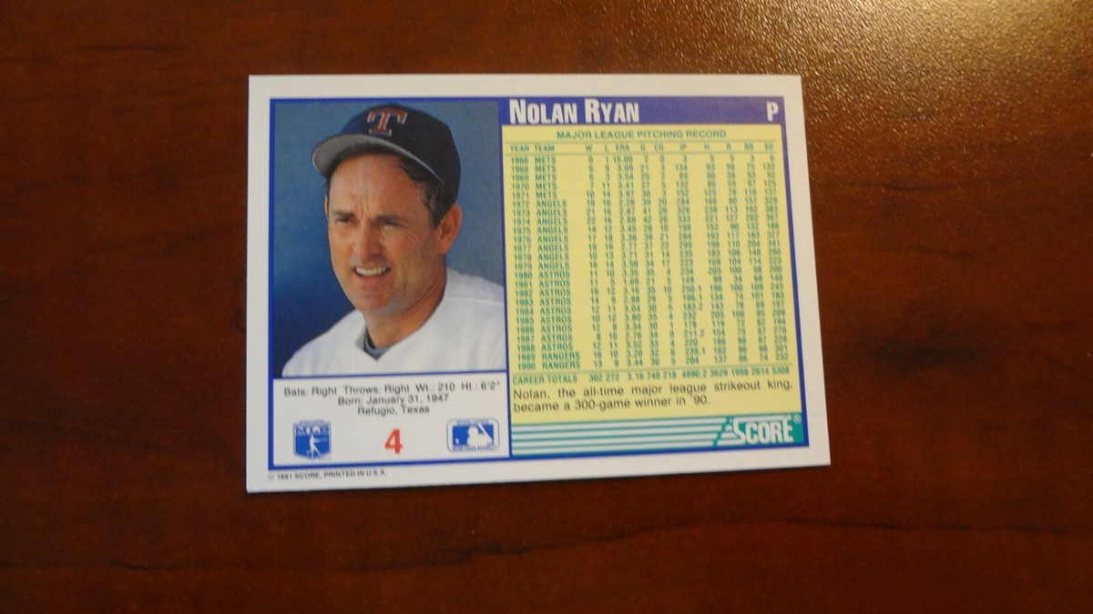 1991 SCORE # 4 NOLAN RYAN BASEBALL CARD | eBay