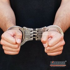 Special Force Hinge Handcuffs Metal Double Lock Tactical Hand Cuffs w/ Keys