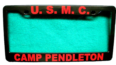  License Plate Frame-U.S.M.C./CAMP PENDLETON-Polished ABS-Black #3326R