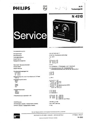Manuale D'uso E Riparazione Per Philips N 4515 &ndash; Originale Tedesco