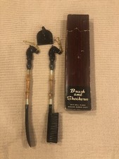 Vintage Brush n Shoehorn Wall Plaque Japan 714 Black Bamboo Boxed Set Hangs