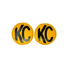 KC HiLiTES Cover; Retro 6 Vinyl Yellow w/ Bla...