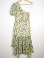 ASTR THE LABEL Santorini Floral One Shoulder Dress Size Small Green Yellow