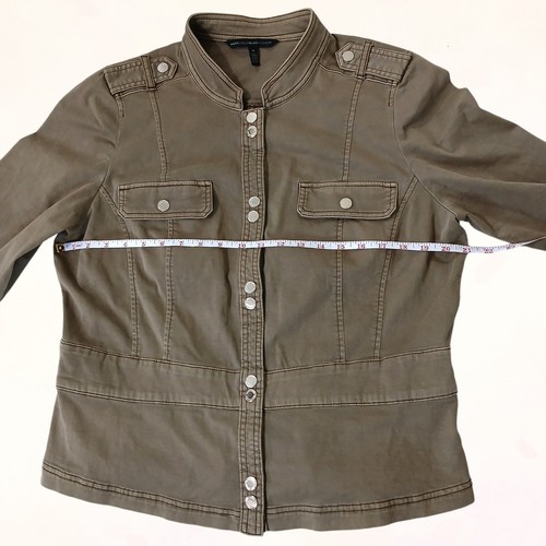Vintage White House Black Market Double Snap Front Military Khaki Jacket Size 18 - Picture 14 of 16