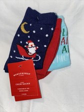 Wondershop Kids Holiday Crew Socks Size S 5.5/8.5 Red, Santa, I Believe In Santa