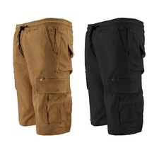 Men's Drawstring Elastic Waist Lightweight Multi Utility Pocket Cargo Shorts
