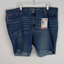 Signature Levi Strauss Modern Bermuda Shorts Womens Plus Sz 22 Blue Denim 8 inch