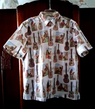 Reyn Spooner Men's STRUMMER'S PARADISE Painted by Artist Eddy Y Shirts