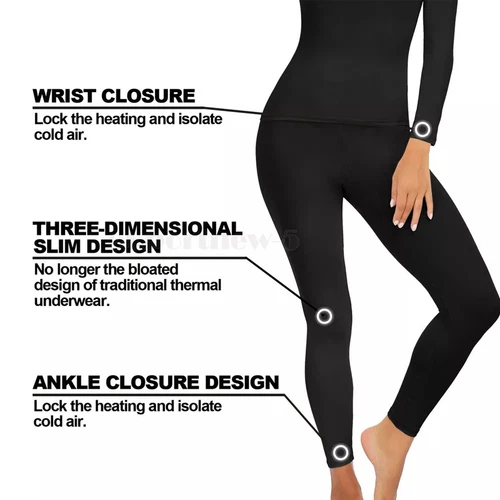 Womens Winter Ultra-Soft 2 Pc Thermal Set Top and Bottom Long Underwear Warm - Picture 6 of 27