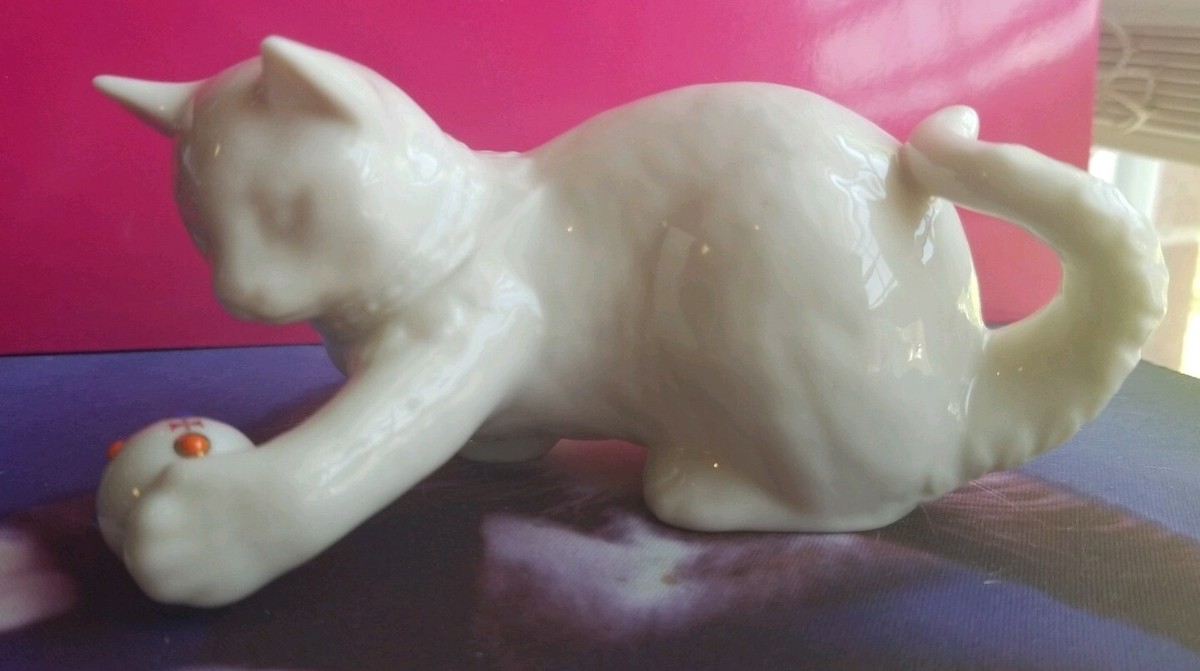 LENOX PORCELAIN CAT PLAYING WITH BALL JEWELED | eBay