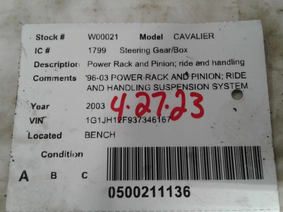Used Rack and Pinion Assembly fits: 2003 Chevrolet Cavalier Power Rack and Pinio - Imagem 4 de 4