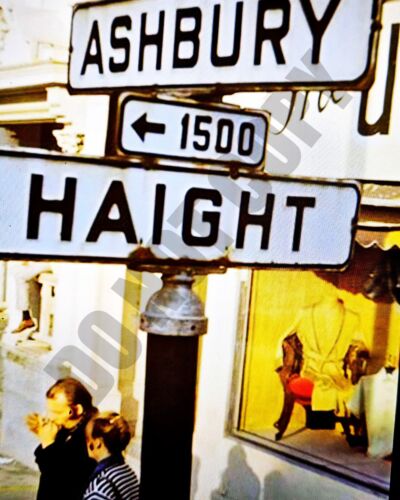 1960er Jahre Ashbury und Haight Straßenschild in San Francisco 8x10 Foto - Bild 1 von 1