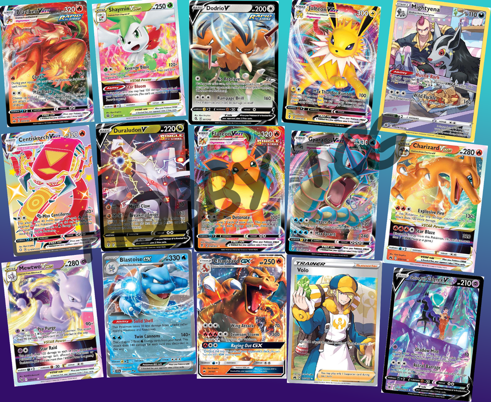 Ultra Rare Pokemon Bulk Lot - ONLY V/GX/EX/MEGA/ VMAX /FULL ART/ ULTRA RARE (10)