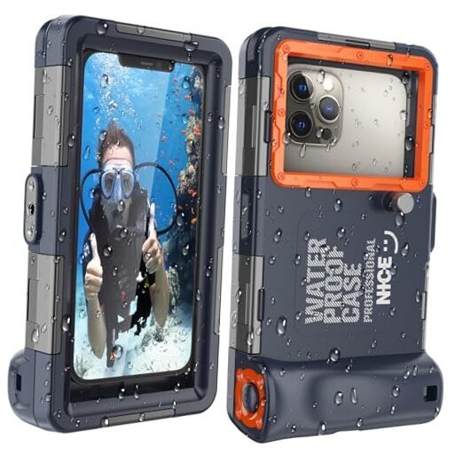 Underwater Snorkeling Diving Phone Case for iPhone 15/14/13/12/11 Pro Orange