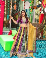 INDIAN DESIGNER MULTI COLOUR LENGHA CHOLI WITH EMBROIDERY DUPATTA FOR PARTY WEAR