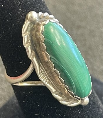 Vintage Tom Taylor Navajo Diné Sterling Malachite Ring..TJ789
