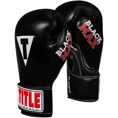 Title Boxing Classic Max Hook and Loop Boxing Gloves - Black