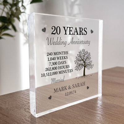 Personalised 20th Anniversary Gift Husband Wife Wedding Anniversary Block  UK