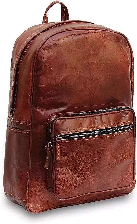 Gran Venta Mochila Bolso de Cuero de Cabra Mochila para Laptop De Colección Marrón Hombres [Gran Regalo]
