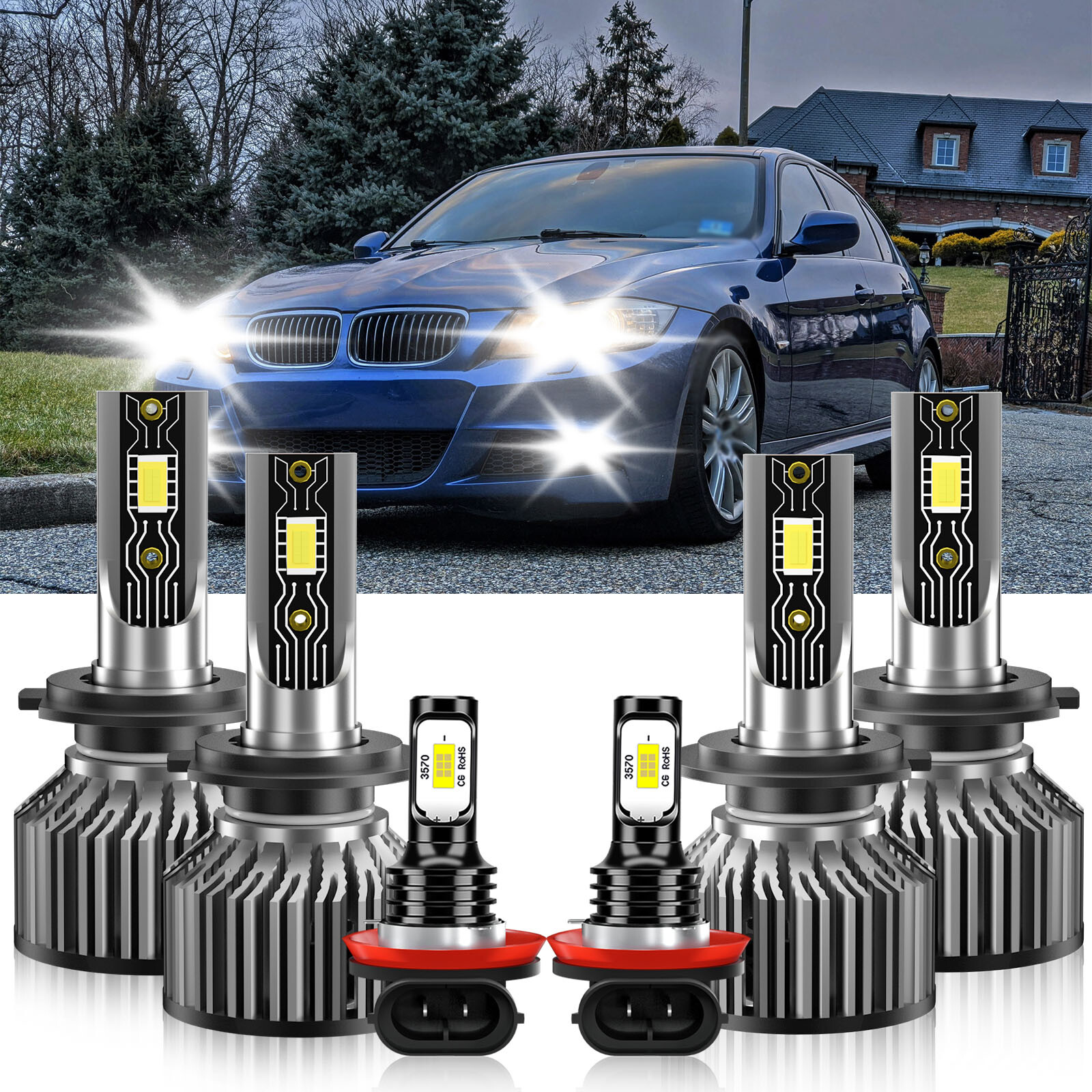 Combo LED Headlight+Fog Lights Bulbs Kit 6500K white For BMW 335d 2009-2011