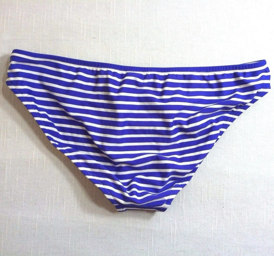 全新 J. CREW SKINNY STRIPE BIKINI 63494 游泳底部紫色白色大号 — 第 2/2 张图片